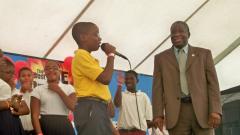 Lt. Gov. Gregory Francis lets students talk about what they've learned about drugs.